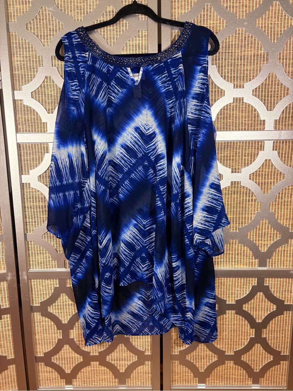 Catherines Blue and White Tie-Dye Swim Coverup